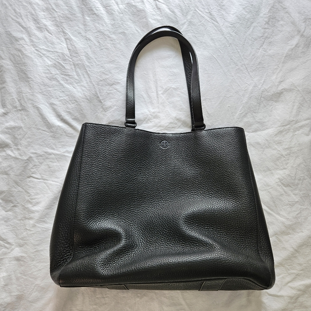 Dagne Dover Black Pebbled Leather Tote